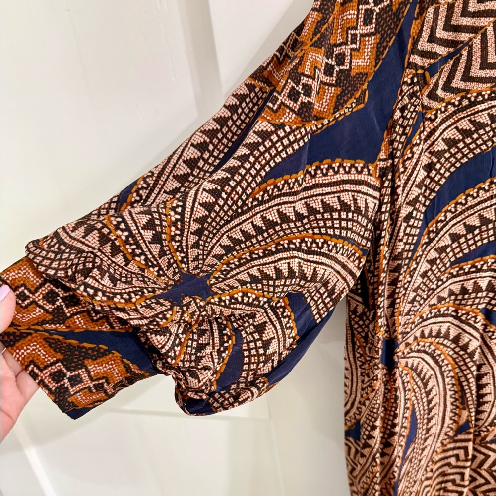 Farm Rio Yawanawa Vanahu Midi Dress NWT Large Boho Tribal Belted - Picture 12 of 15